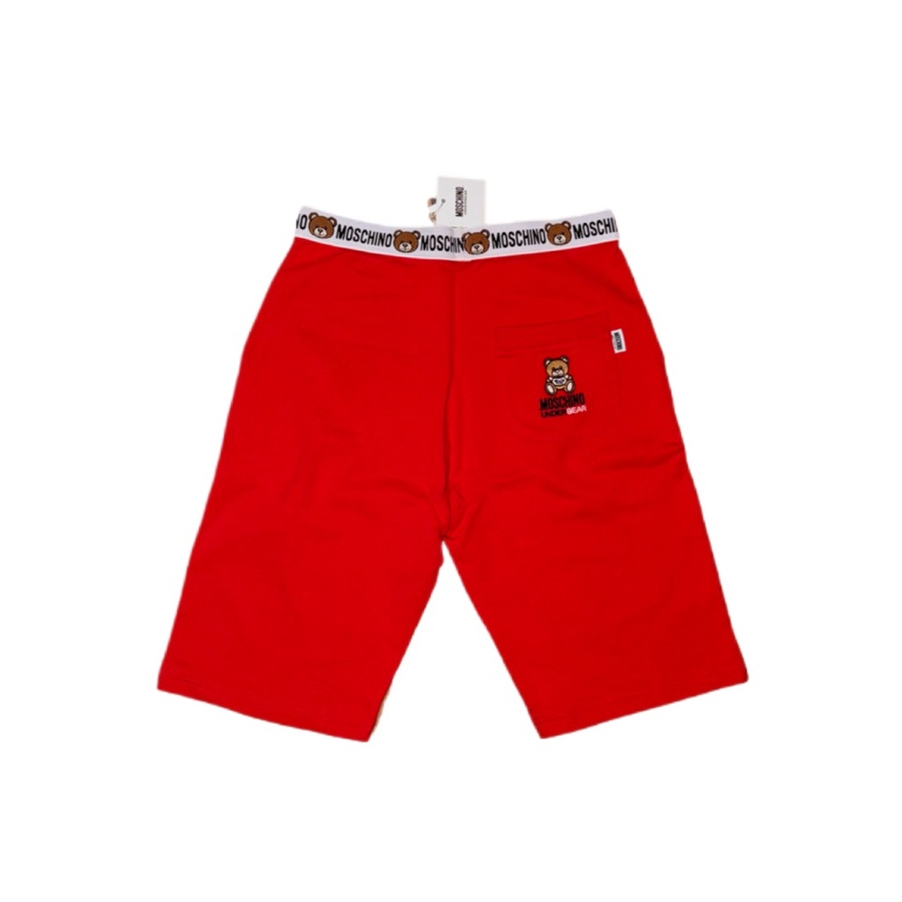 Moschino NWT Underbear Red Lounge Elastic Logo Bear Jogger Shorts Size XS/Small